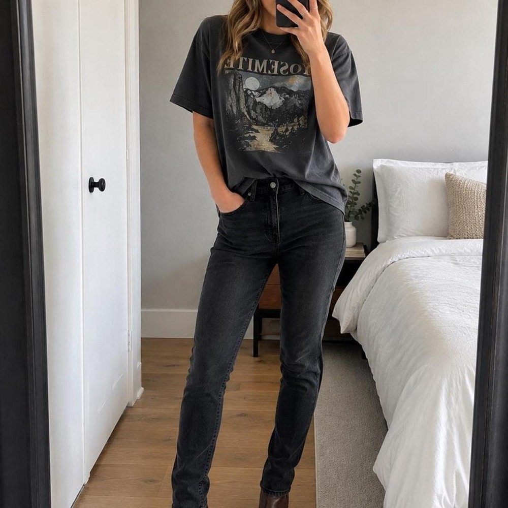 Democracy Skinny Jeans Washed Black High Rise Stretch Skater Goth Grunge Size 4